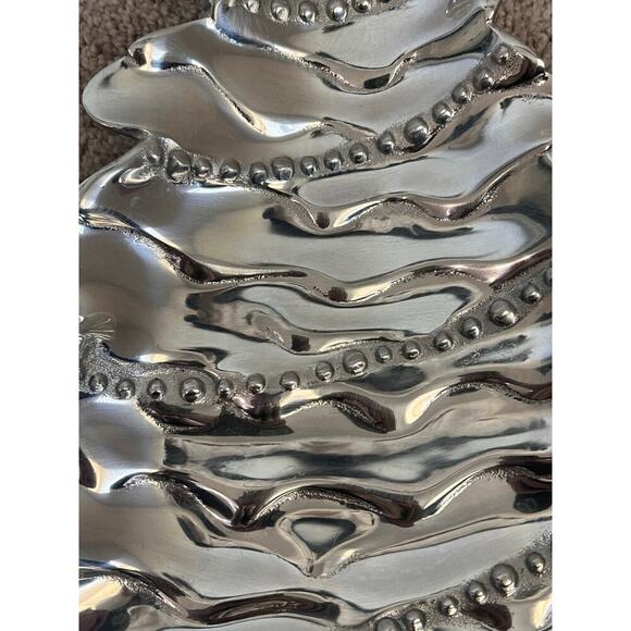 Mariposa Christmas Tree Silver Serving Tray Platter #993 Made in Mexico - Picture 2 of 7